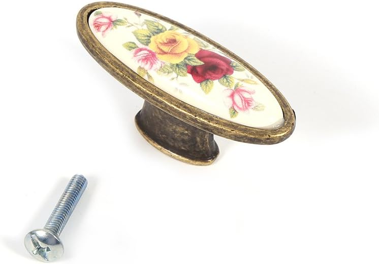 Vintage Floral Ceramic Bronze Cabinet Knobs For Kitchen Wardrobe 128MM Hole Distance - Image 5